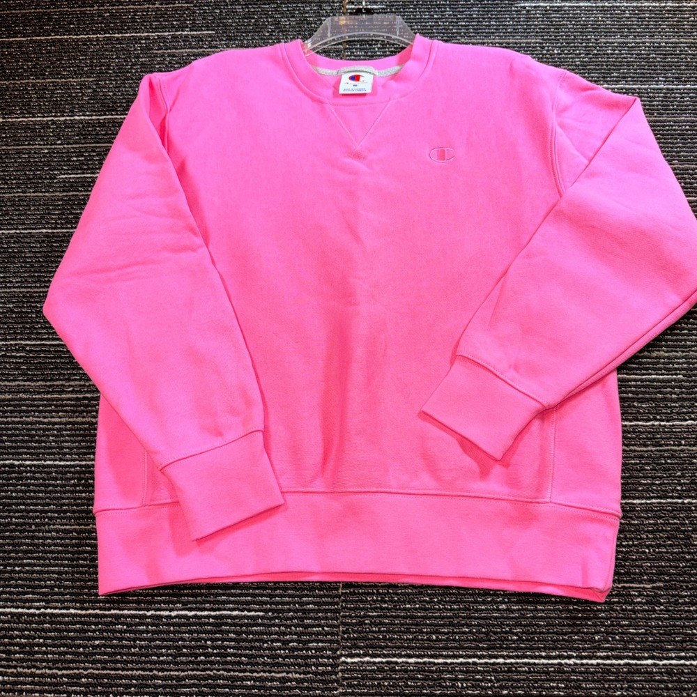 Champion Iconic Crew Sweatshirt Women M NEW Pink Cosmos Fleece Pullover